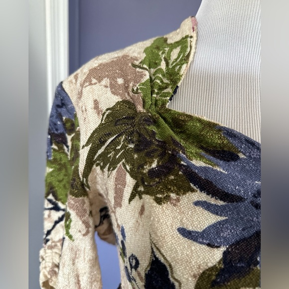 1940s- early 1950s floral peony barkcloth skirt and blouse set - Picture 10 of 15